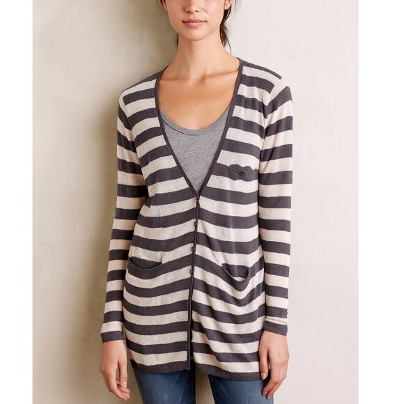 Anthropologie Moth Striped Cardigan Sweater - Picture 1 of 8